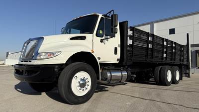 International DuraStar 4400 Tandem Axle Stake Bed Truck - 260HP, 6 Speed Allison Rds Automatic