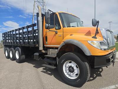 International WorkStar 7600 Tri Axle 22 ft Stake Bed Truck - 370HP, 6 Speed Allison Rds Automatic