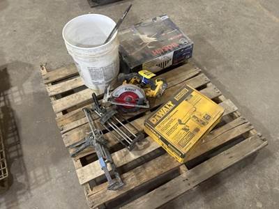 Location: Iowa City, Ia Unused Bosch Cordless Hammer Drill, Unused Dewalt Dust