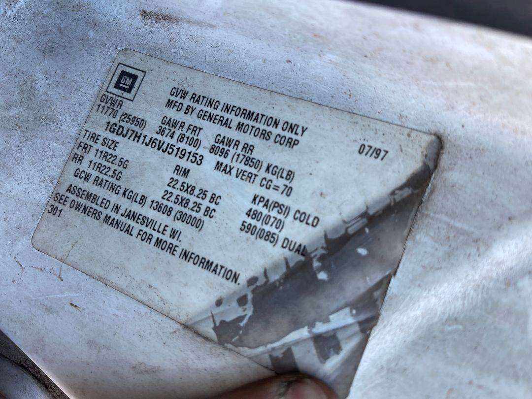 1997 Chevrolet Dump Truck For Sale Quakertown, PA RWV0S5WV271250