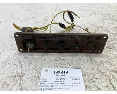 1997 Freightliner Classic XL Dash Panel Assembly with Ignition and Switches, Part # 22-25265-009