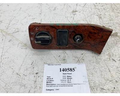 2003 Volvo VHD Headlight and Dimmer Switch Panel, Part # 3176251