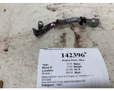2018 Mack GU713 MP8 Engine Air Compressor Supply Line, Part # 20723200