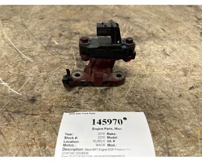 Mack MP7 Engine EGR Pressure Sensor and Mount, Part # 22181342 / 22026839
