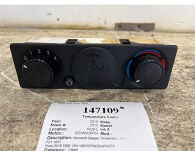 2016 Kenworth T680 Sleeper Heater / AC Temperature Control, Part # F21-1031