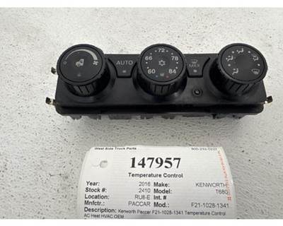 2016 Kenworth T680 Paccar HVAC Temperature Control, Part # F21-1028-1341
