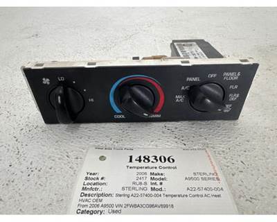 Used 2006 Sterling A9500 Series Heater / AC Temperature Control, Part # A22-57400-004