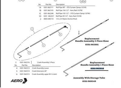 AERO Conestoga Trailer 0201-962616 Curtain Crank Handle 1 Piece