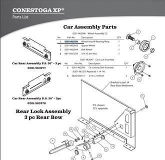 AERO Conestoga Trailer 0201-962700 Rear Car Wheel Assembly