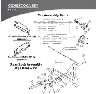AERO Conestoga Trailer 0201-963977 Rear Car Assembly P.S