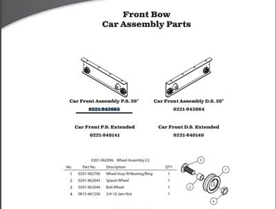 AERO Conestoga Trailer 0221-942065 Front Car Assembly P.S