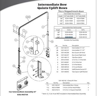 AERO Conestoga Trailer Intermediate 0228-404202 Bow Half Assembly Drivers Side 102" H