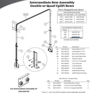 AERO Conestoga Trailer Intermediate 0228-901102 Bow Half Assembly 102" H