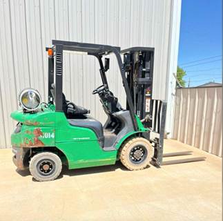 2015 Mitsubishi FG25N Forklift - 5,000 lbs. capacity, Side shift, 188" triplex mast, Non marking solid pneumatic tires, 48" pallet forks
