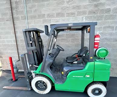 2018 Mitsubishi FG25N Forklift - 5,000 lbs. capacity, 185" triplex mast, Side shift, Non marking solid pneumatic tires, 48" pallet forks
