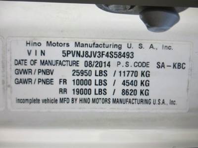 2015 Hino Conventional Cab NO CDL, STAKE BED, FLATBED TRUCK