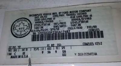 Dana 1 TRS Rear Differential for a 2003 Ford E-350 MINI-BUS
