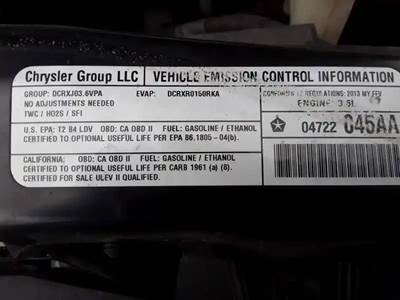 Dodge 3.6L VVT Engine for a 2013 Dodge GRAND CARAVAN