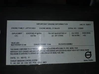 Volvo D13 Engine for a 2019 Volvo VNR