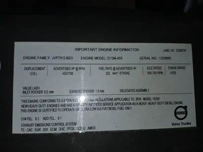 Volvo D13 Engine for a 2019 Volvo VNR