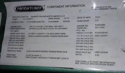 Fuller FRLO-15410C-T2 LIGHTNING Transmission for a 2004 Freightliner COLUMBIA CL-112