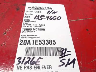 Caterpillar 3126E Turbocharger / Supercharger for a 2000 Freightliner FL-80