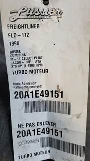 Cummins M-11 CELECT PLUS Turbocharger / Supercharger for a 1998 Freightliner FLD-112