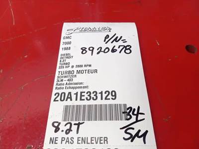 Detroit 8.2T Turbocharger / Supercharger for a 1988 GMC 7000