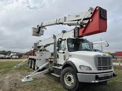 Altec AH125 ARTICULATING & TELESCOPIC BOOM W/ MATERIAL HANDLING JIB MOUNTED ON A 2015 FREIGHTLINER M2-112, 8X6, 125' WORKING HEIGHT, TRI-AXLE