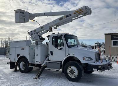 Altec L42M Articulating Boom with Material Handling Jib mounted on a 2015 Freightliner M2 106, 47' Working Height, 3 In Stock