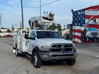 2018 RAM 5500 EQUIPPED WITH ALTEC AT41M MATERIAL HANDLING JIB, HARD-TO-FIND 46' WORKING HEIGHT, CUMMINS POWER, AISIN AUTOMATIC TRANSMISSION