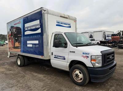 2023 Ford E450 CUTAWAY, 16' PARCEL VAN, ALUMINUM BOX, 7.3L V8, AUTOMATIC, CLEAN CARFAX, 1-OWNER