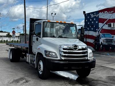 2020 HINO 268 FLATBED TRUCK, 24' BODY, 7.6L TURBO DIESEL, ALLISON AUTO, 1-OWNER, LEASE RETURN, CLEAN CARFAX