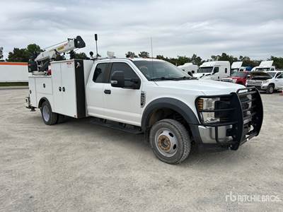 2018 FORD F-550SD MECHANIC TRUCK, PALFINGER 6,000 LBS CRANE, 4X4, AIR COMPRESSOR, 11' SERVICE BODY, 1-OWNER