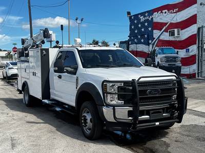 2018 FORD F-550SD MECHANIC TRUCK, PALFINGER 6,000 LBS CRANE, 4X4, AIR COMPRESSOR, 11' SERVICE BODY, 1-OWNER