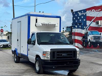 2024 FORD E-350 CUTAWAY, REFRIGERATED BOX TRUCK, THERMO KING V320 REEFER, ELECTRIC STANDBY, MANY IN STOCK