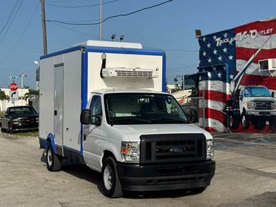 2024 FORD E-350 CUTAWAY, REFRIGERATED BOX TRUCK, THERMO KING V320 REEFER, ELECTRIC STANDBY, MANY IN STOCK