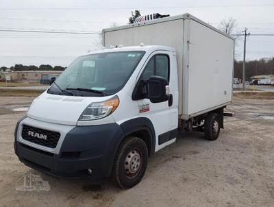 2021 RAM PROMASTER 3500 CUTAWAY, 12' REFRIGERATED BOX, ATC 14RT SERIES ENGINE DRIVEN REEFER W/ ELECTRIC STANDBY, 1-OWNER, READY TO WORK