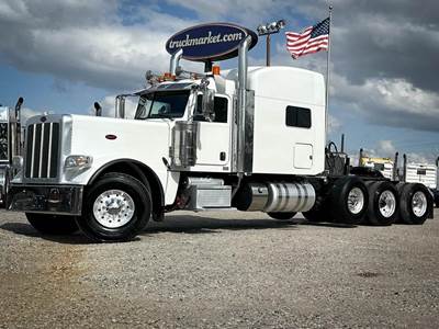 Peterbilt 389 Tri Axle Sleeper Semi Truck - Raised Roof Sleeper, Caterpillar 500HP, 18 Speed Manual