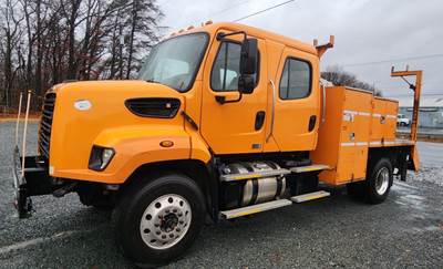 2015 Freightliner 108SD Crew Cab, Utility Bed, Palfinger PSC 6025 Crane Truck, Service, Fire Truck, Outriggers, Work, Low Miles, 25FT Reach