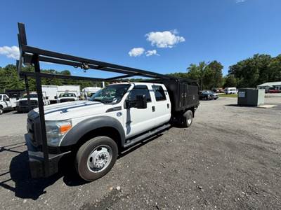 2016 Ford F-450 Crew Cab Mechanic / Service Truck, Flatbed Handyman, Diesel, 4x4, Construction, Roofing, Roofer, Plumber, 9Ft Bed, 20FT Ladder Rack