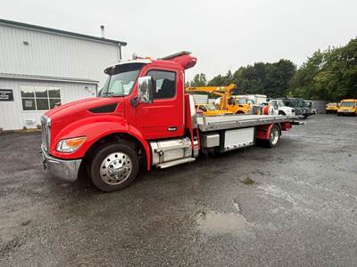 2023 Peterbilt 536 Rollback Tow Truck, Flatbed, Hauler, Delivery, Towing, Automatic, Under CDL, NRC 22FT Body, Winch Air Ride