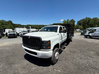2022 International CV515 Crew Cab Stake Bed Truck, 4x4, Maxon Liftgate, 14FT Bed, Low Miles, Delivery, Hauler, Landscape, Flatbed, Diesel