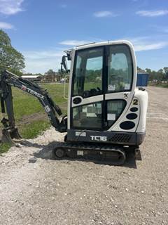 2014 Terex TC16 Mini Excavator w/ Enclosed Cab & Rubber Tracks