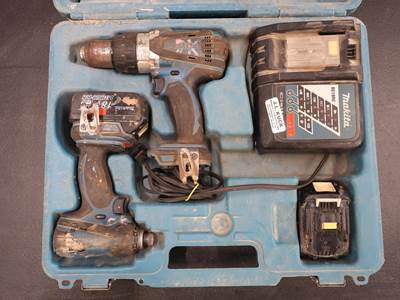 Makita 18V CORDLESS DRILL, IMPACT, CHARGER& (2) BATTERIES