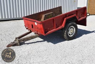 Red Utility Trailer, Single Axle, Pintle Hitch, Approximately 96" Length x 72"