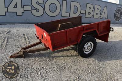Red Utility Trailer, Single Axle, Pintle Hitch, Approximately 96" Length x 72"