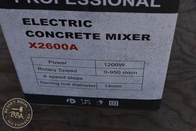 Electric Concrete Mixer X2600A, Featuring 1200W Power, 0-950 R/Min Rotary Speed,