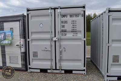 9Ft Shipping Office Container 1 Side Entry Door, Rear Double Doors, Side Window,