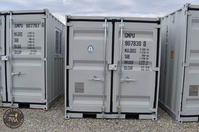 8Ft Shipping Office Container 1 Side Entry Door, Rear Double Doors, Side Window,